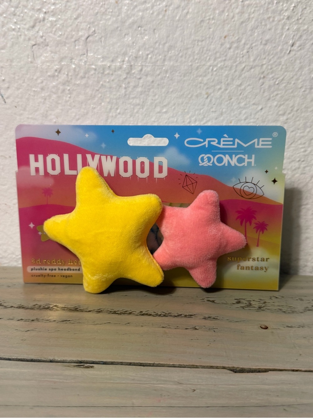 CRÈME Hollywood Plush Star Headband in Yellow & Pink